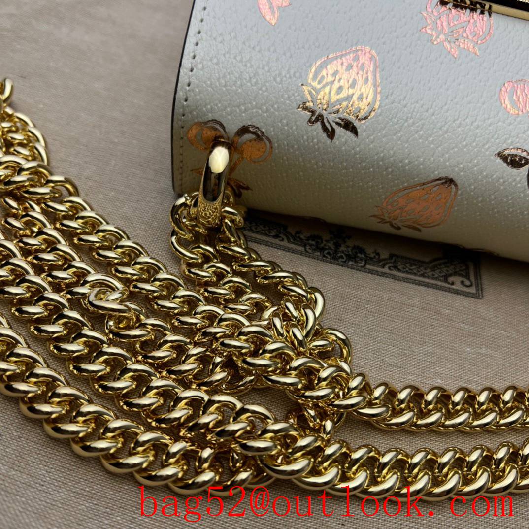 Gucci cream Padlock wigh gold berry print small shoulder bag
