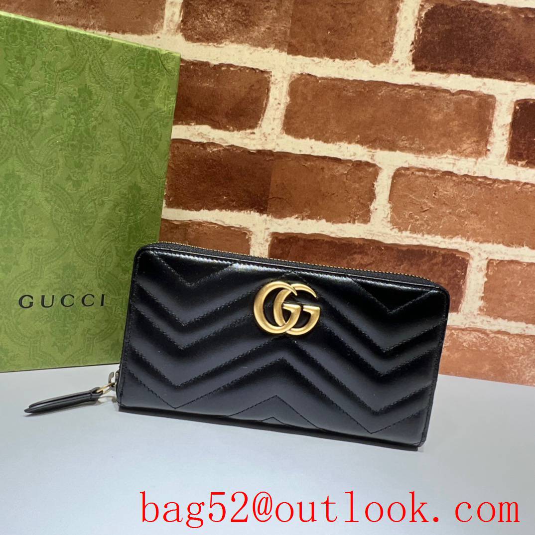 Gucci long black GG Marmont Collection Full Zip women Wallet
