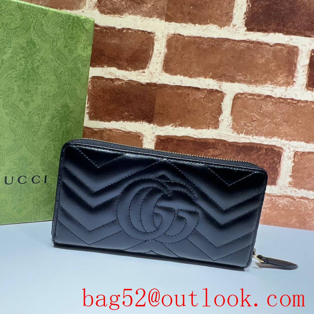 Gucci long black GG Marmont Collection Full Zip women Wallet