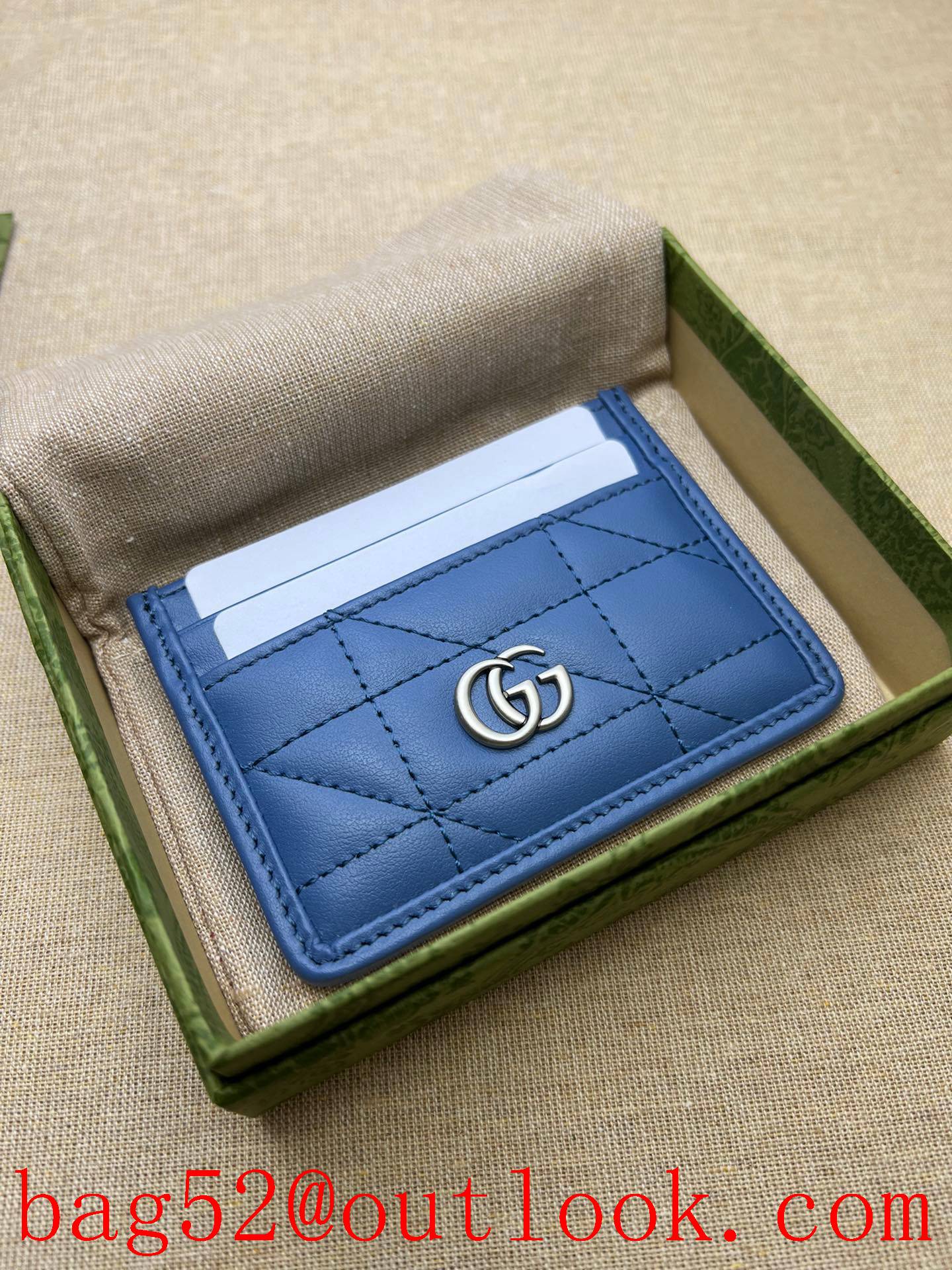 Gucci GG Marmont quilted blue card holder