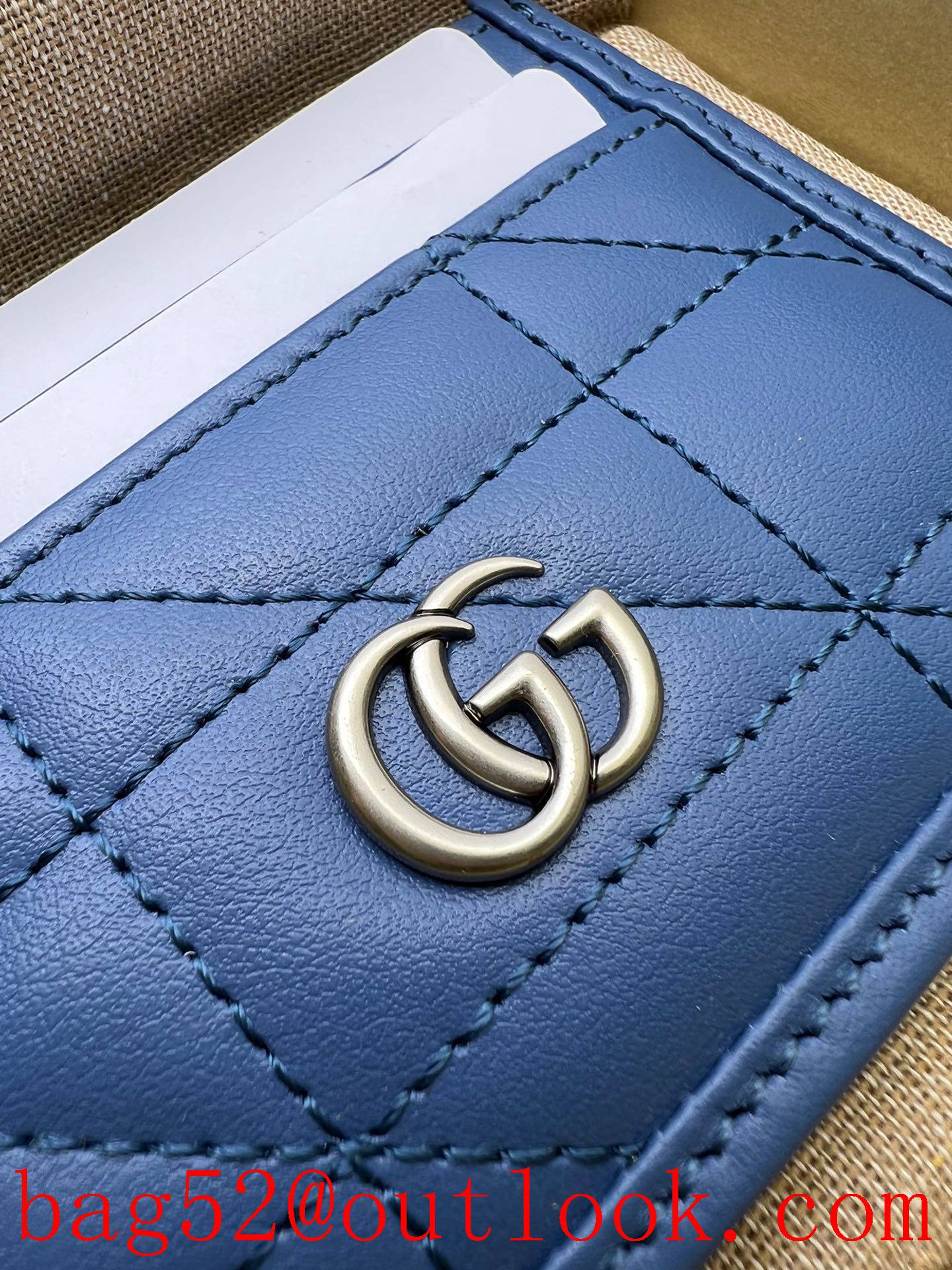 Gucci GG Marmont quilted blue card holder