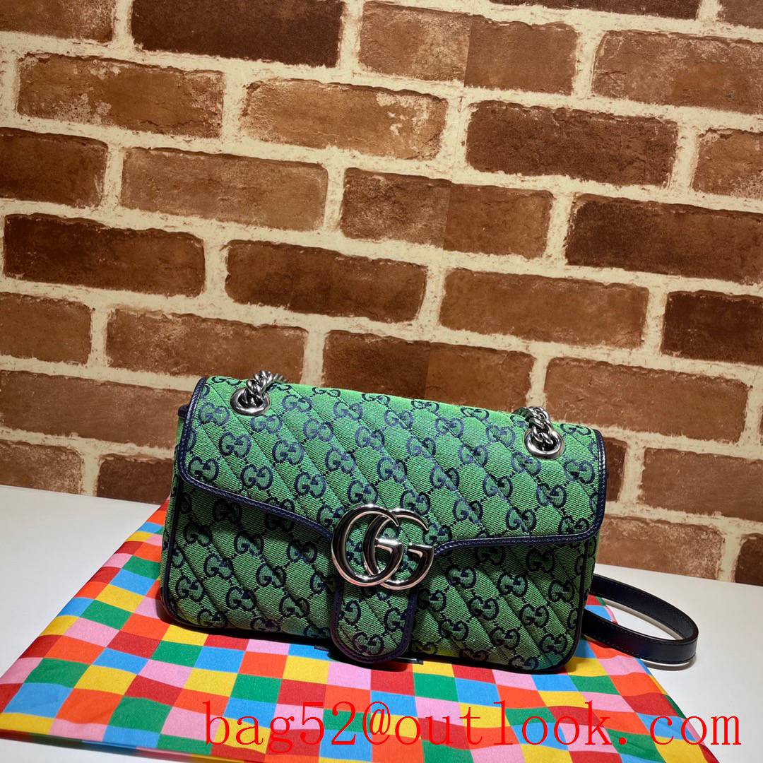 Gucci GG Marmont Small Shoulder green with black strap crossbody Bag