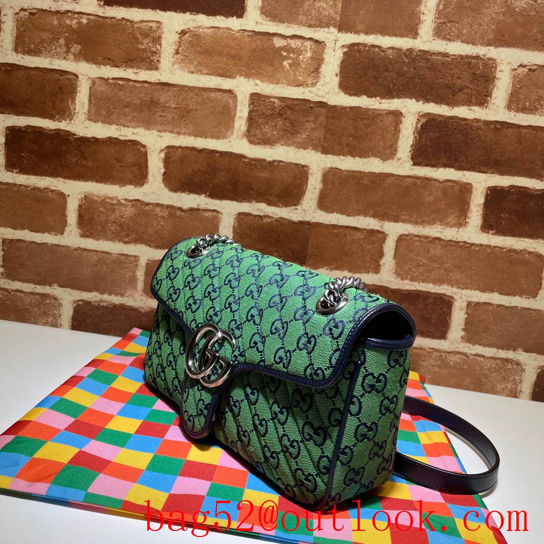 Gucci GG Marmont Small Shoulder green with black strap crossbody Bag