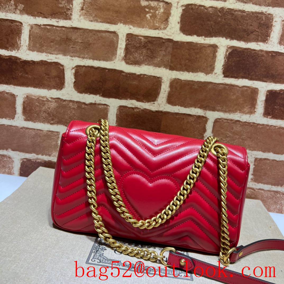 Gucci red GG Marmont Small Shoulder chain women bag