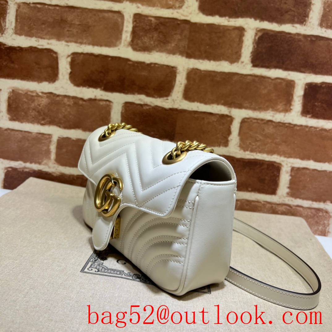 Gucci white GG Marmont mini shoulder gold chain bag