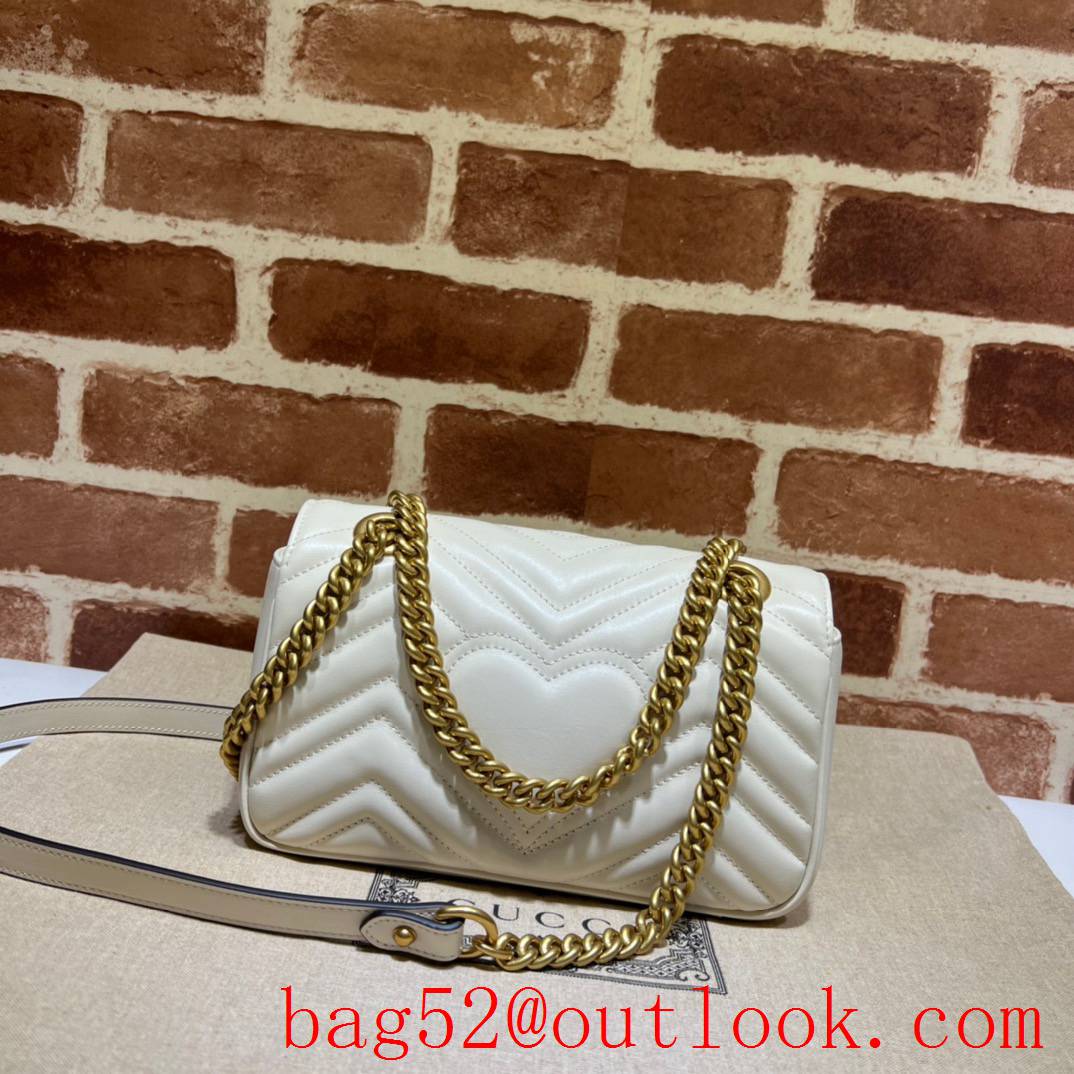 Gucci white GG Marmont mini shoulder gold chain bag