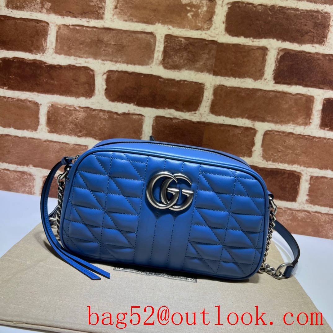 Gucci GG Marmont quilted shoulder blue bag