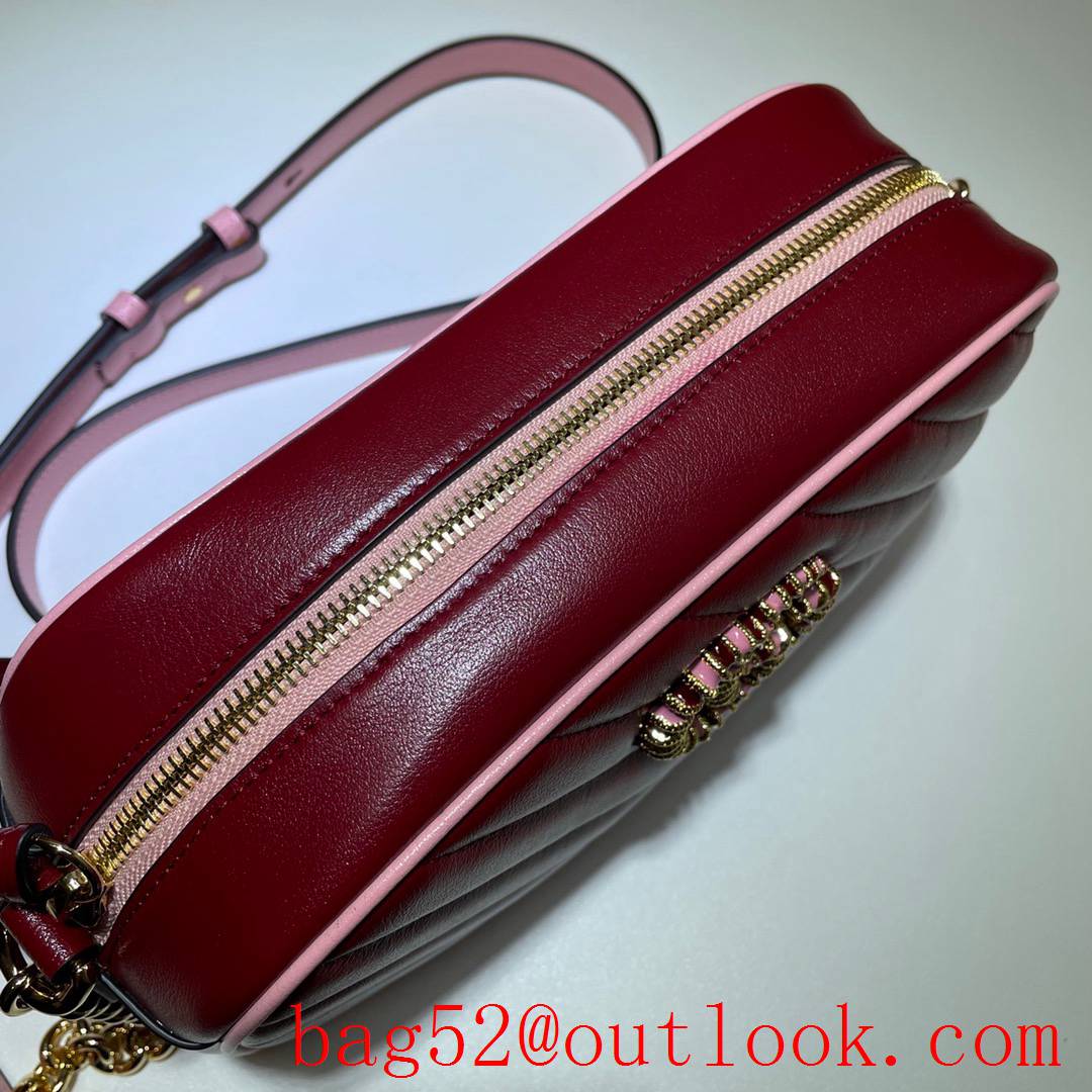 Gucci GG Marmont quilted small red gold chain women bag