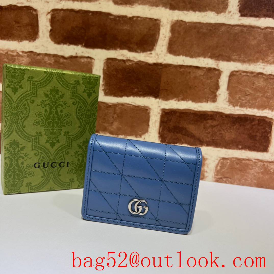 Gucci blue women GG Marmont Card Holder wallet purse