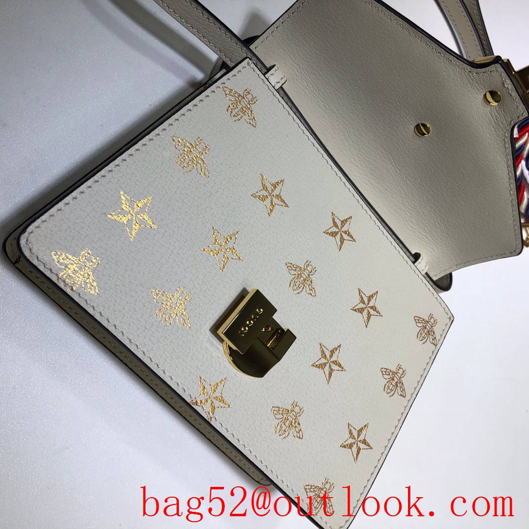 Gucci white Sylvie Collection Bee Star Leather Mini Bag