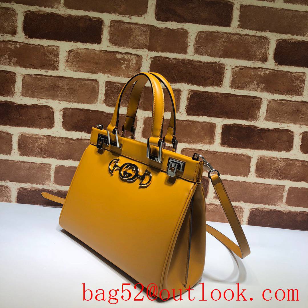 Gucci yellow Horsebit 1955 leather tote shoulder metal buckle women bag