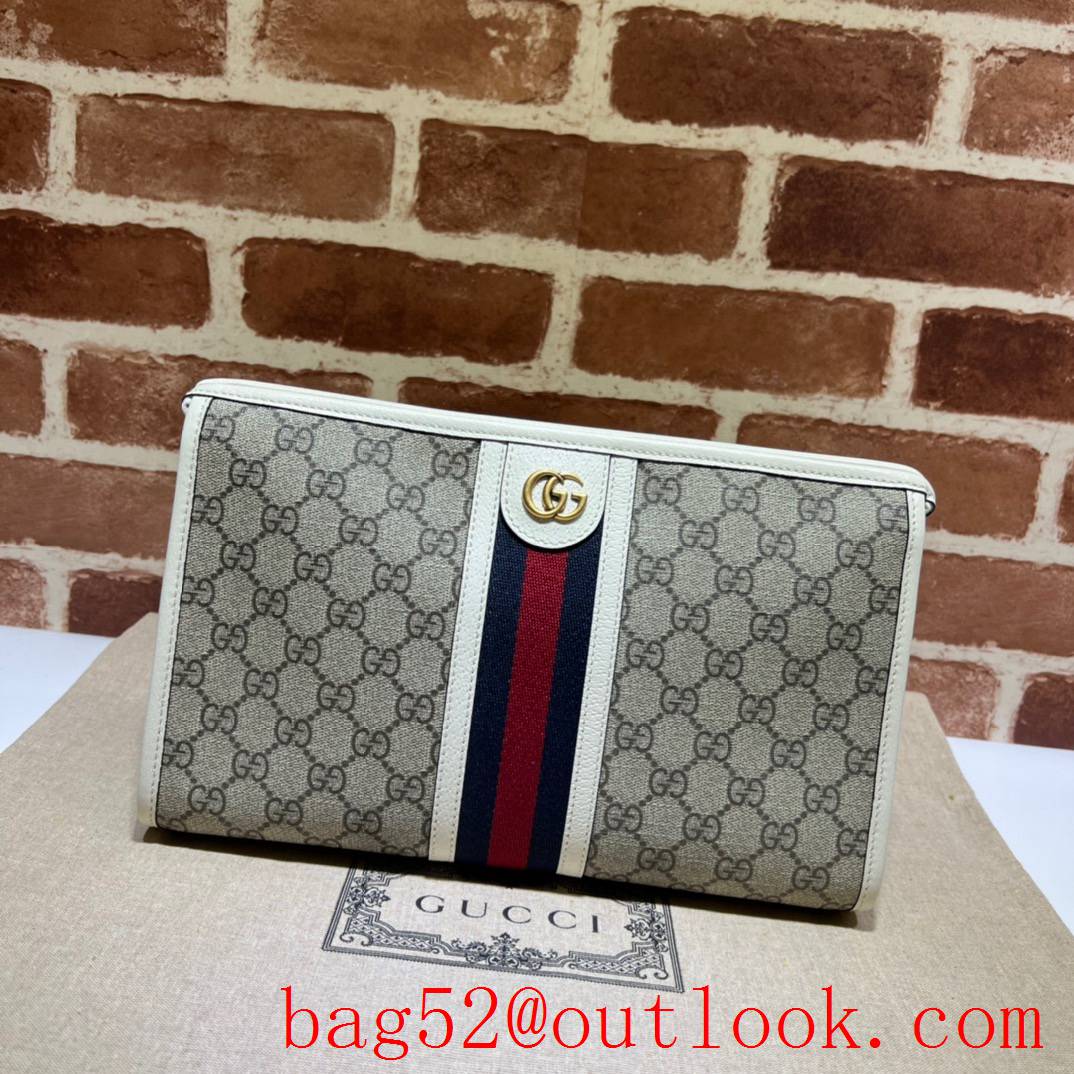 Gucci double G Ophidia women white with red blue stripes long clutch evening handbag
