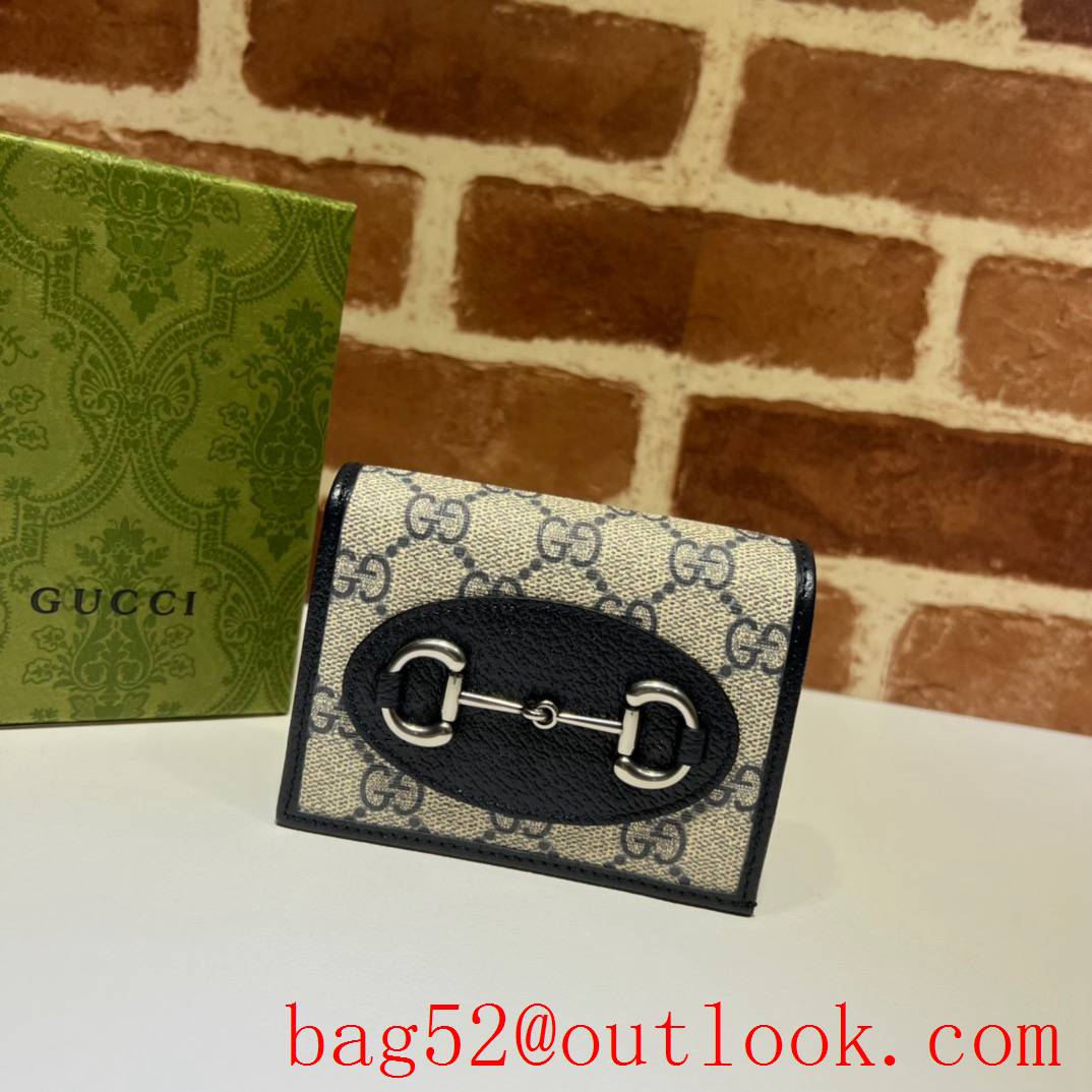 Gucci black short wallet purse Horsebit 1955 Card Holder