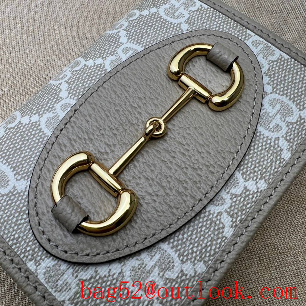 Gucci cream short Horsebit 1955 card holder wallet purse