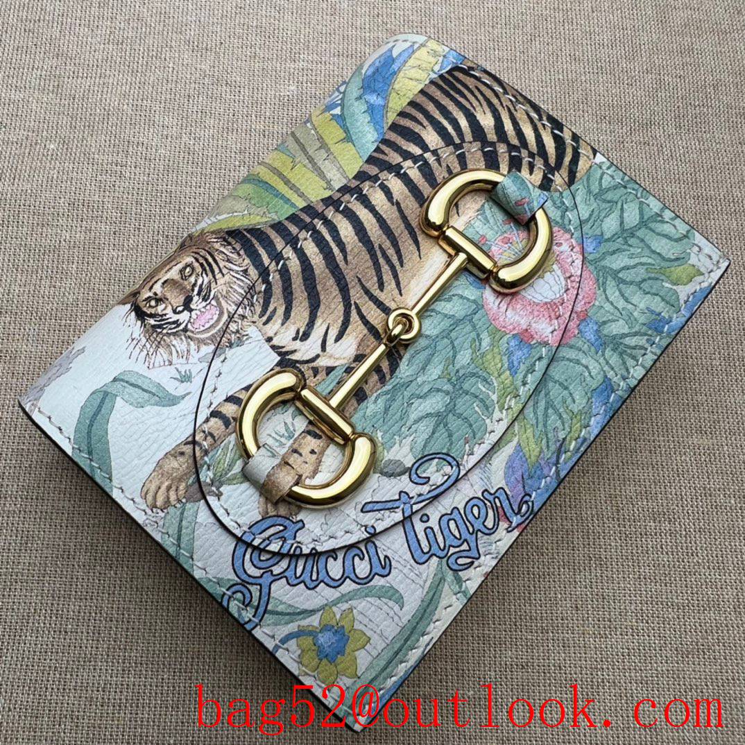 Gucci short Horsebit 1955 with tiger and flower print Wallet card holder purse