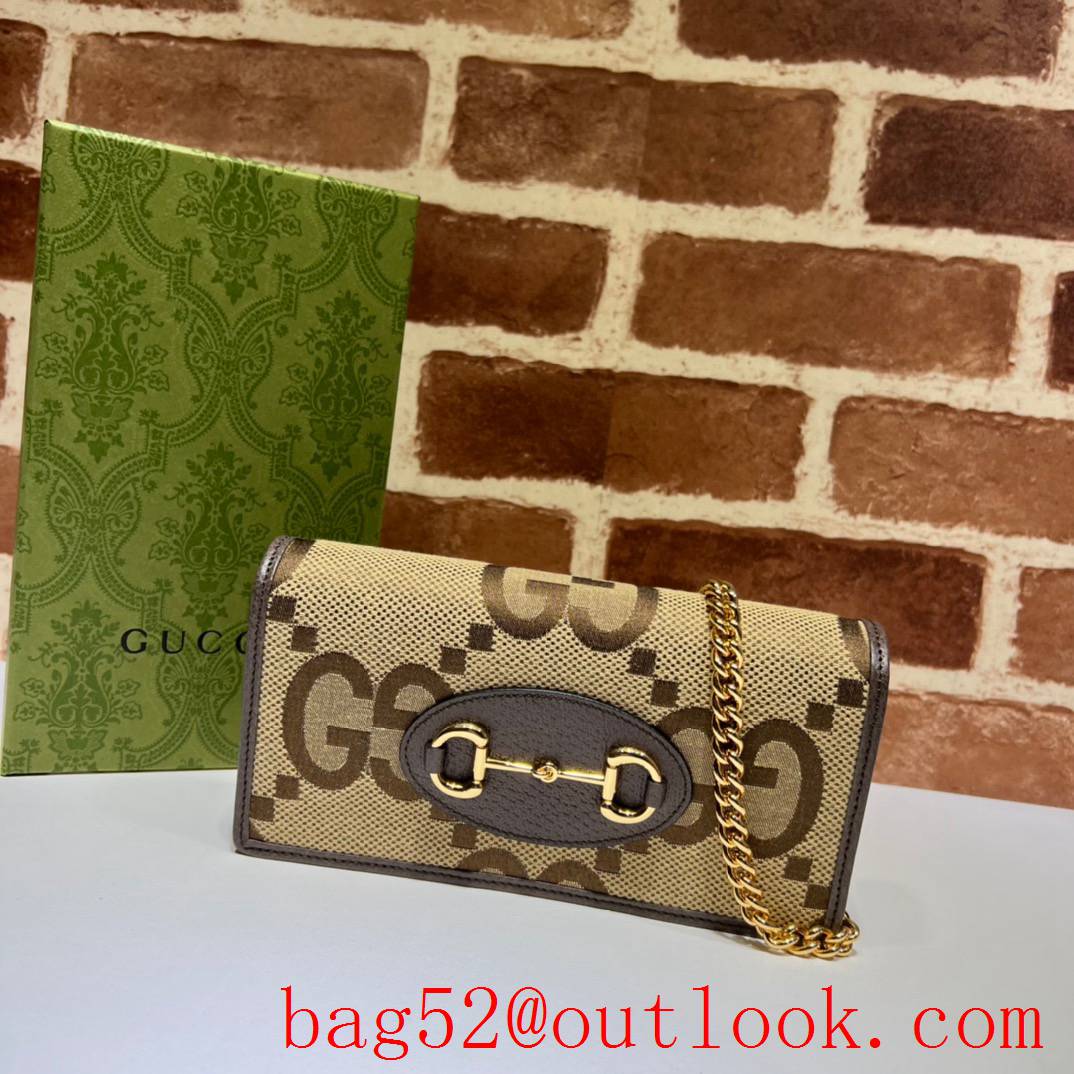 Gucci brown Gucci Horsebit 1955 Chain Wallet card holder purse