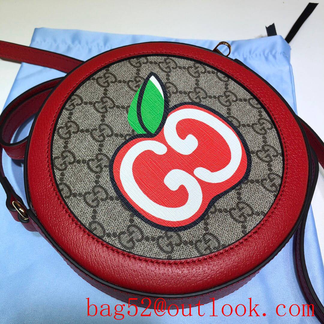 Gucci round red with apple pattern shoulder crossbody cute bag