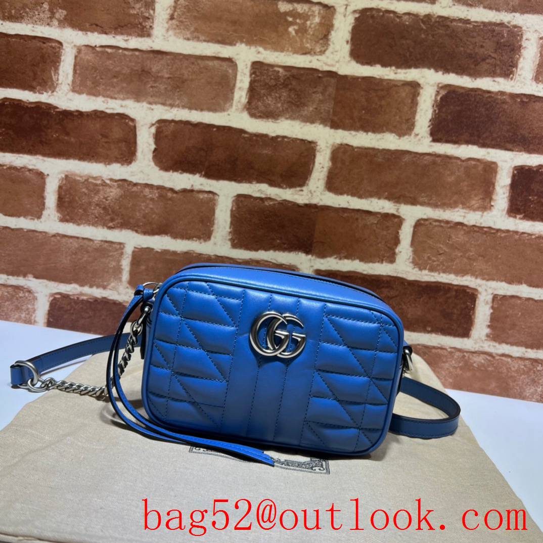 Gucci GG Marmont mini shoulder blue chain women bag
