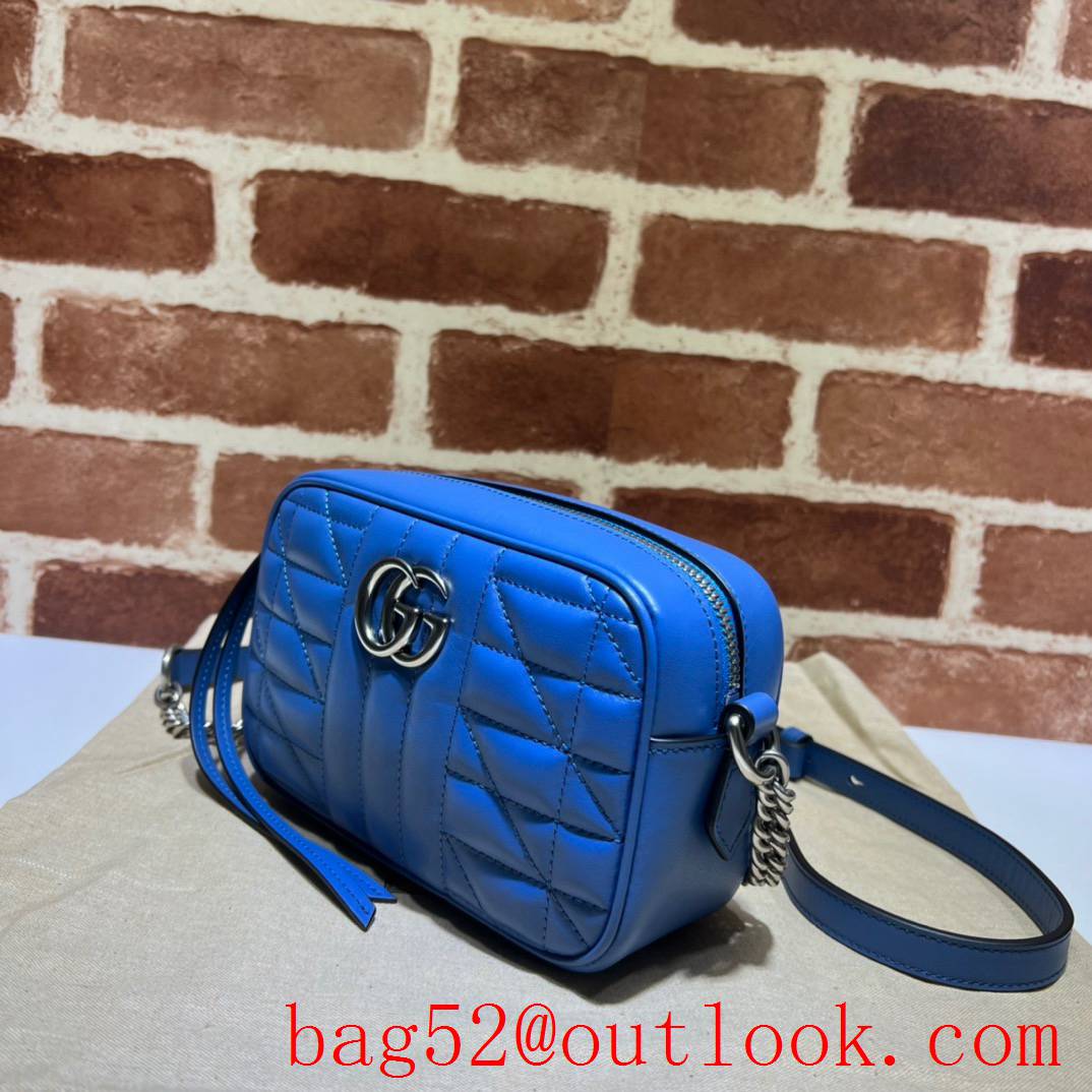 Gucci GG Marmont mini shoulder blue chain women bag