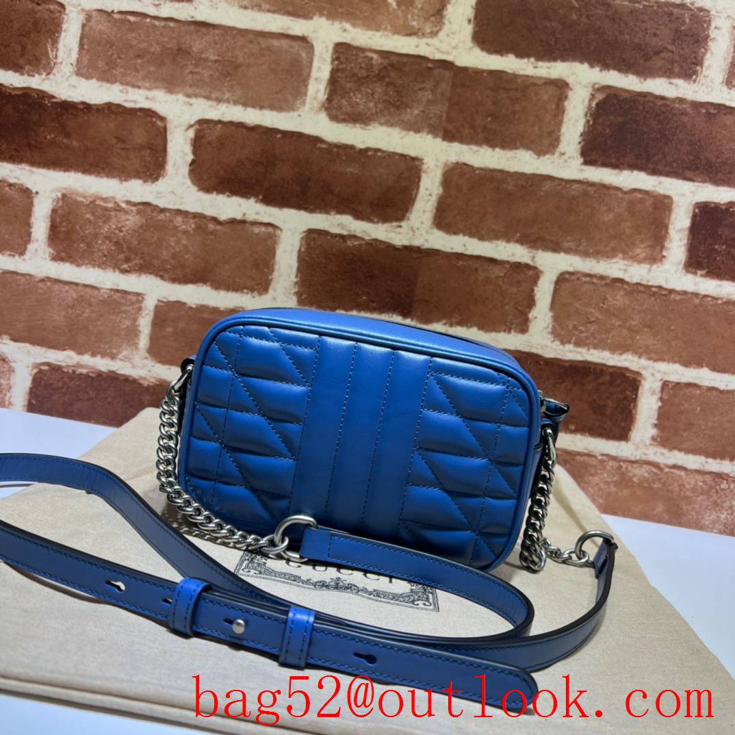 Gucci GG Marmont mini shoulder blue chain women bag