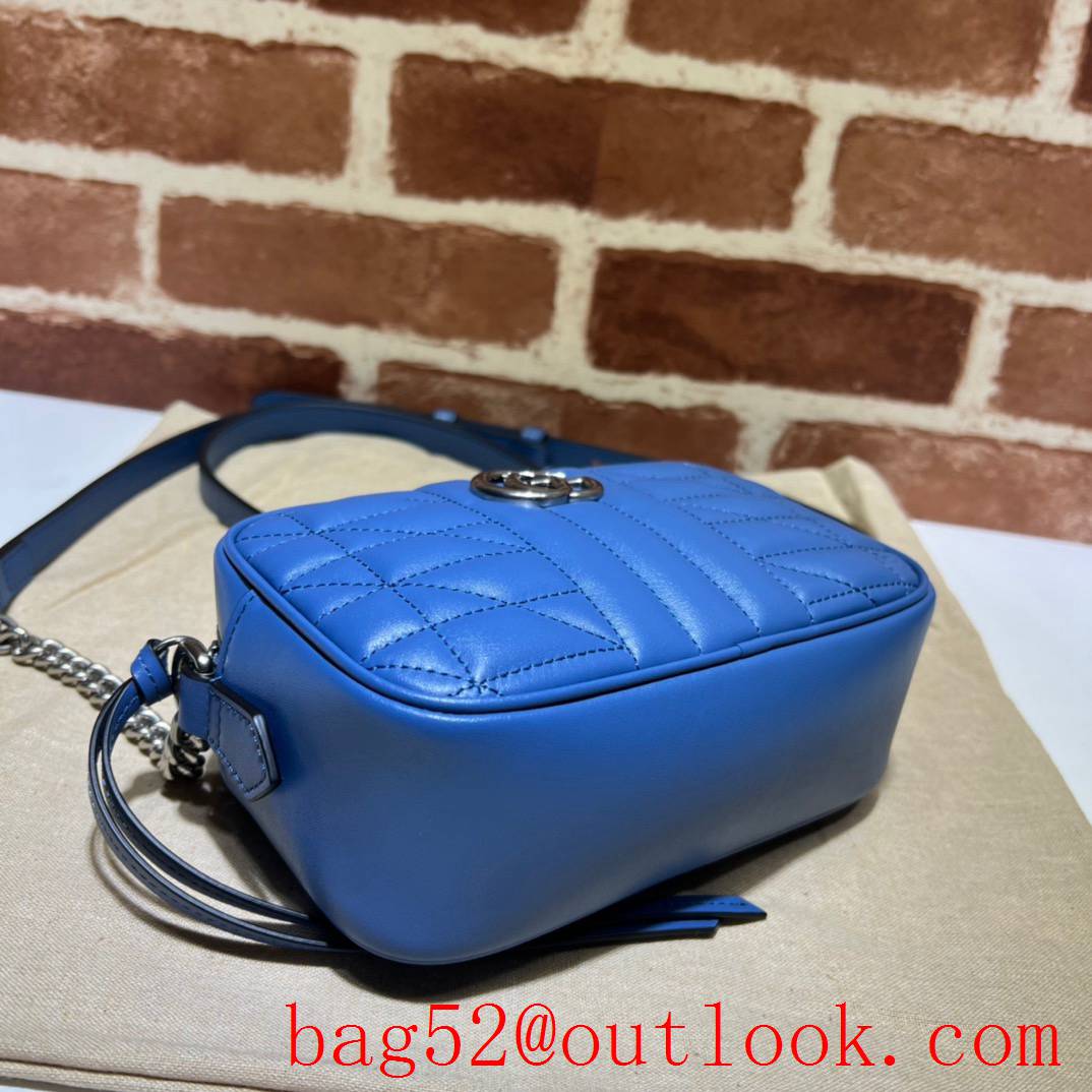 Gucci GG Marmont mini shoulder blue chain women bag