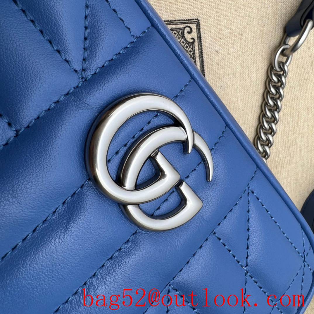 Gucci GG Marmont mini shoulder blue chain women bag