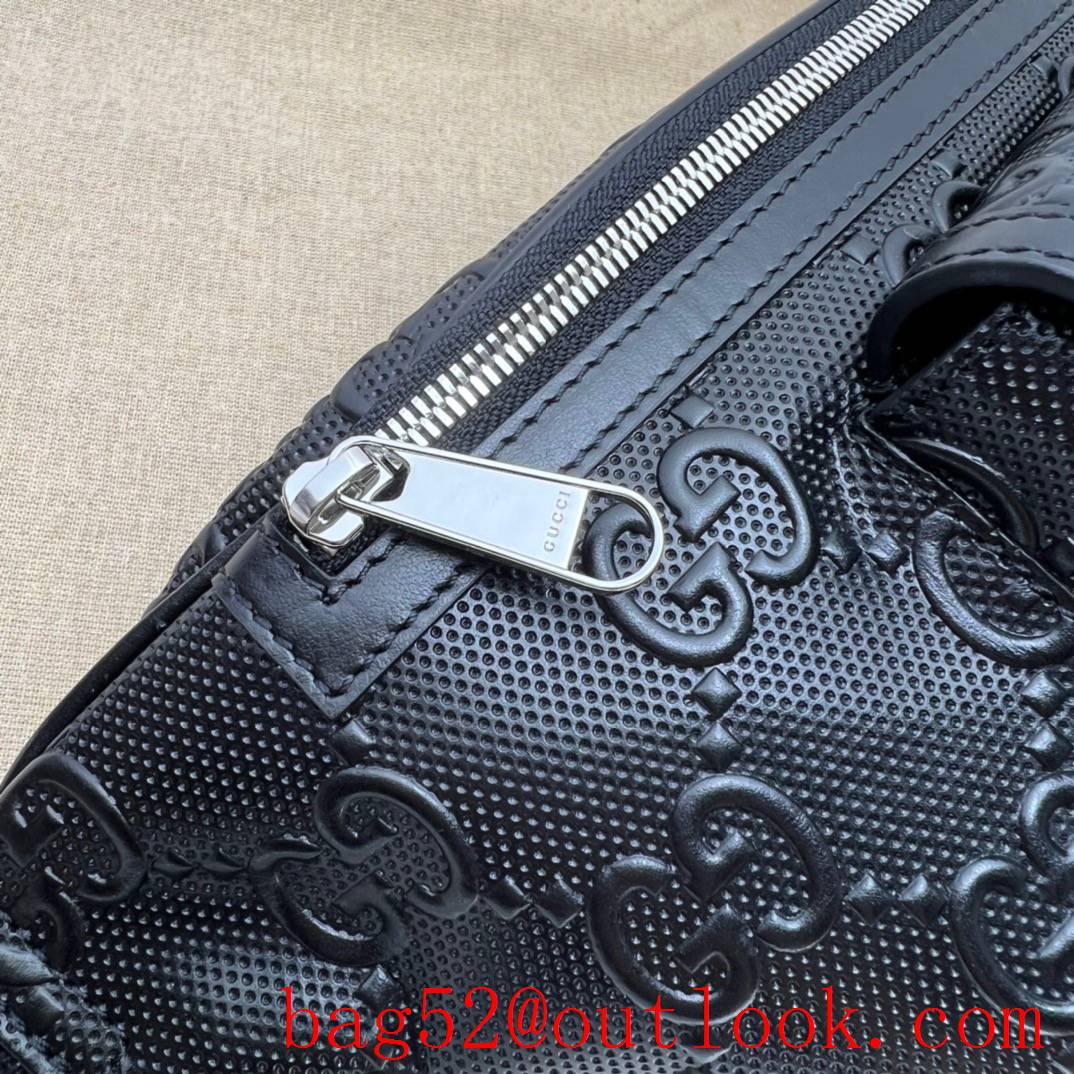 Gucci GG print embossed belt black men bag
