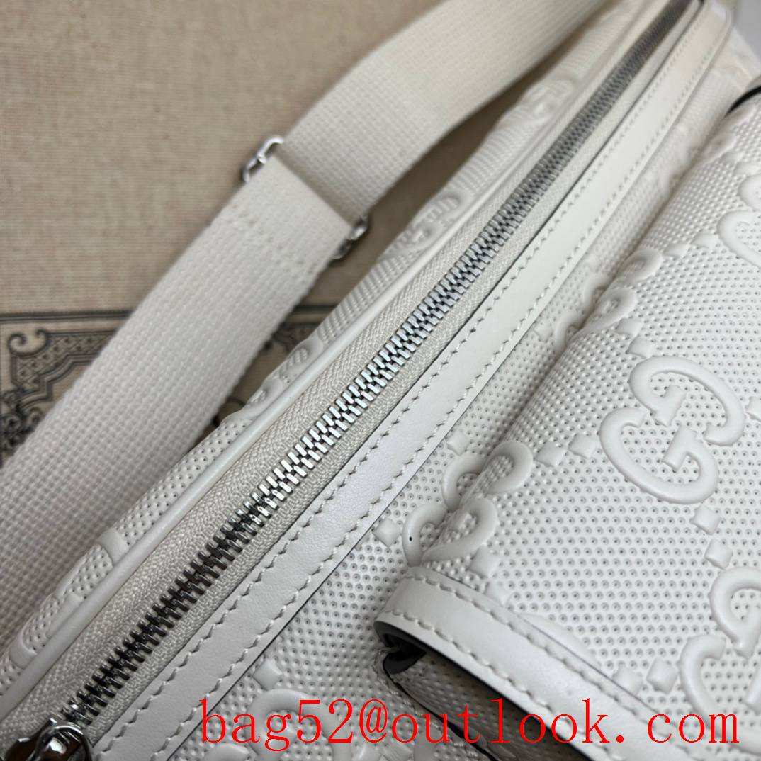 Gucci white GG print embossed belt bag