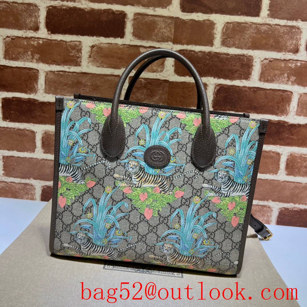 Gucci Chinese New Year Collection brown with flower large tote bag