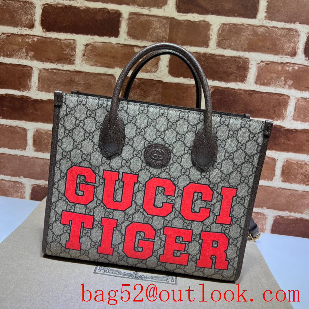 Gucci Chinese New Year Collection brown with red tiger letters large tote bag