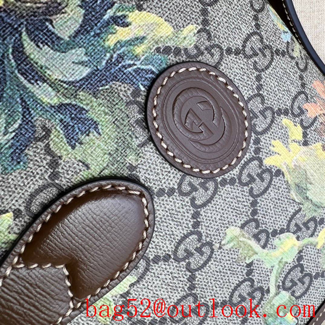 Gucci brown GG Retro mini shoulder flower print bag