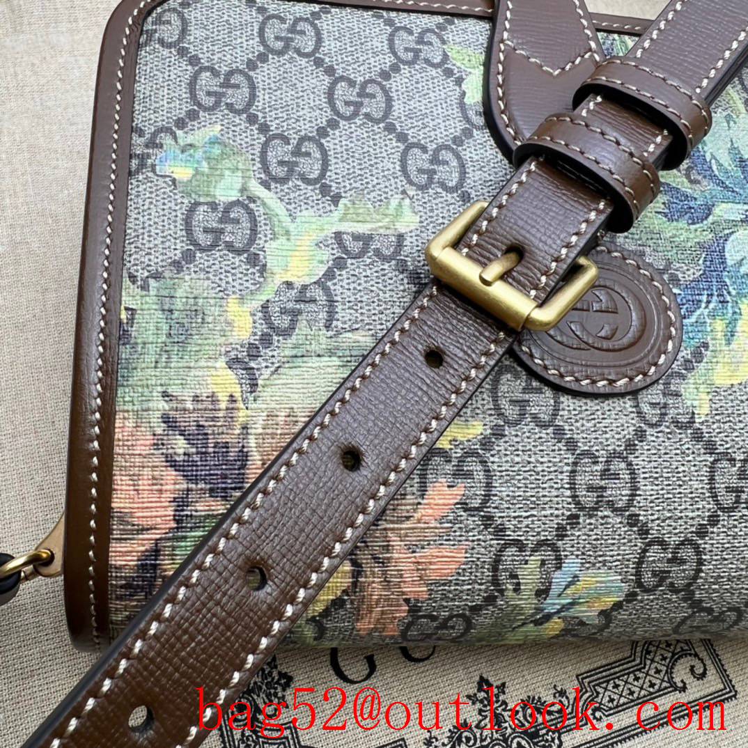 Gucci brown GG Retro mini shoulder flower print bag