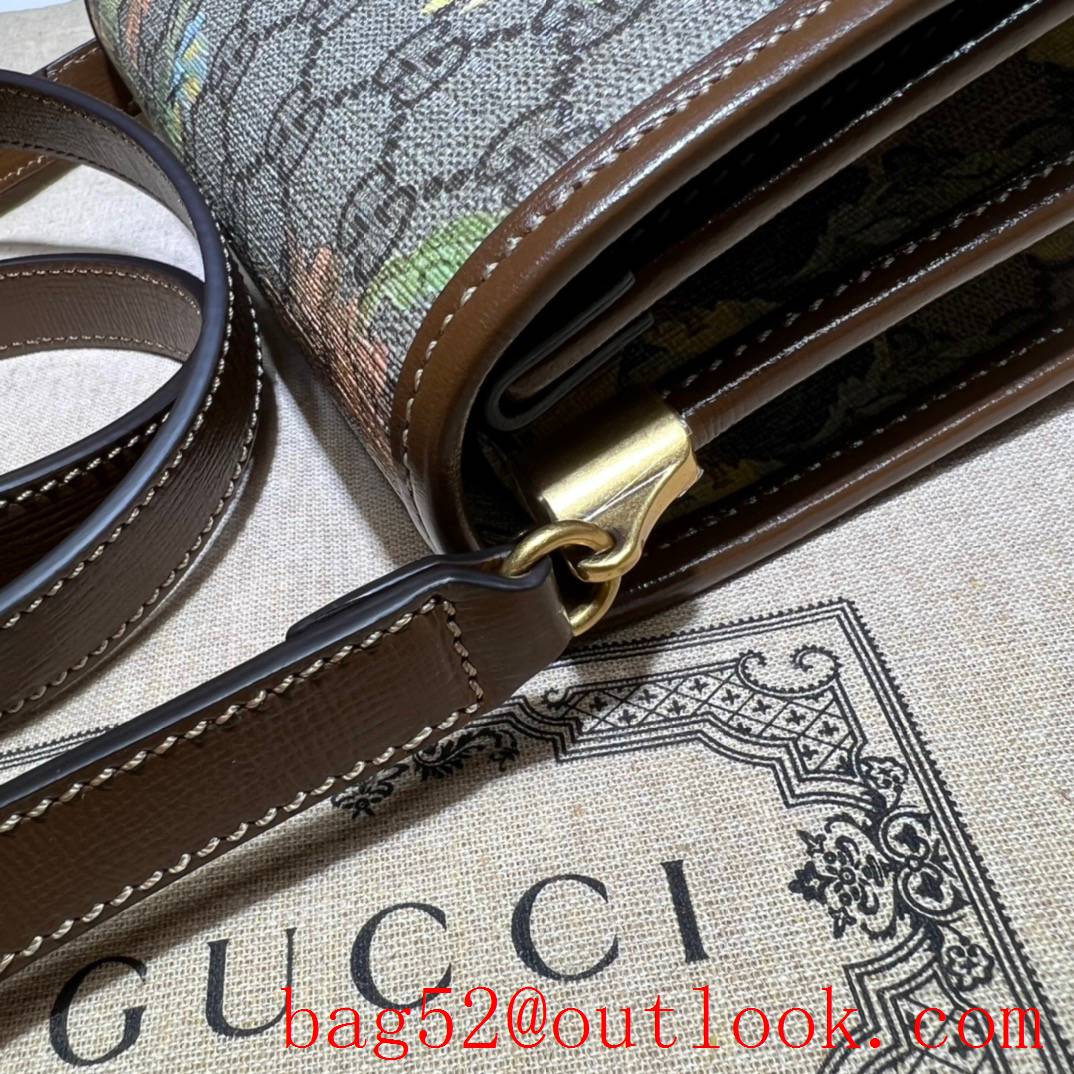 Gucci brown GG Retro mini shoulder flower print bag