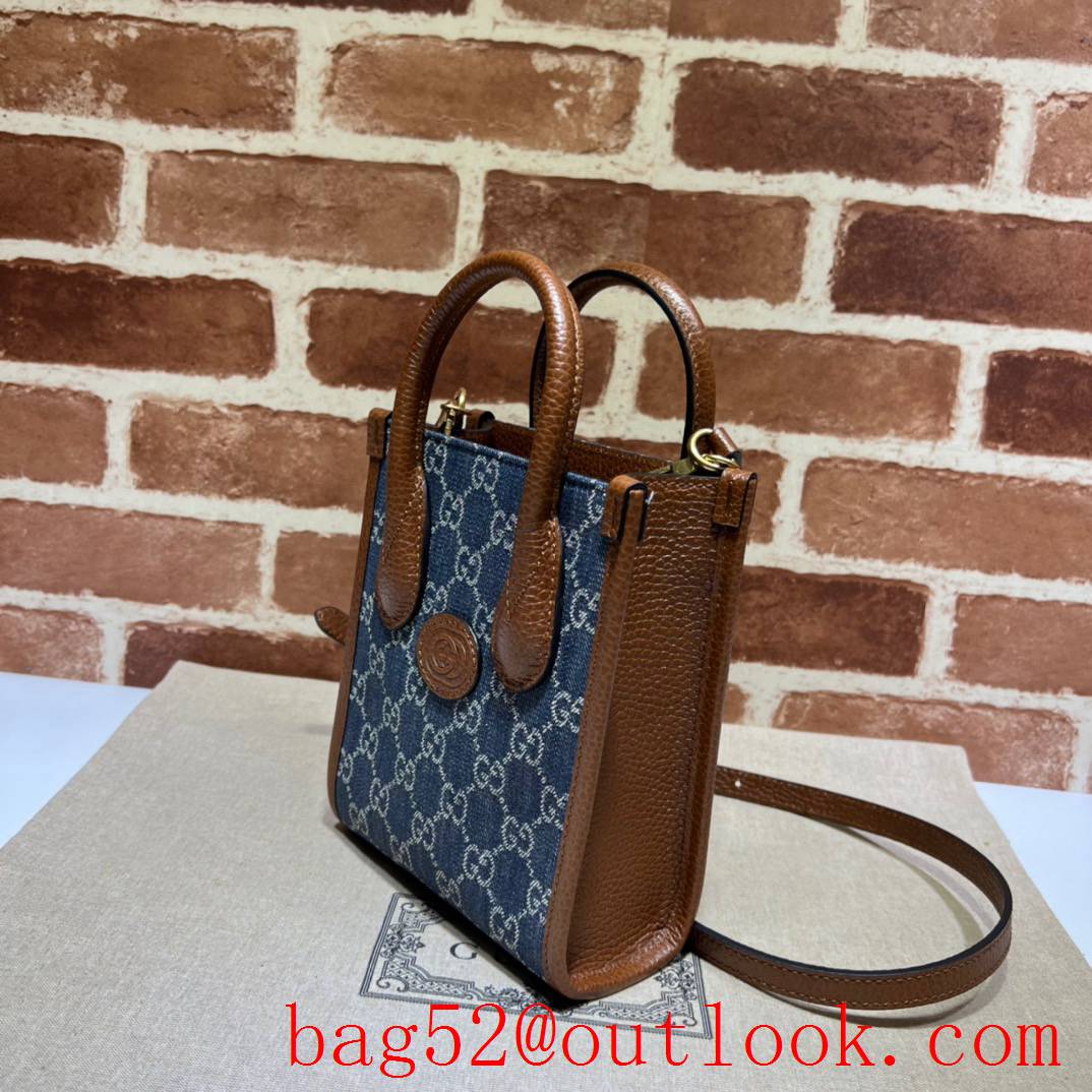 Gucci Mini Tote with Interlocking Double G cream shoulder denim bag