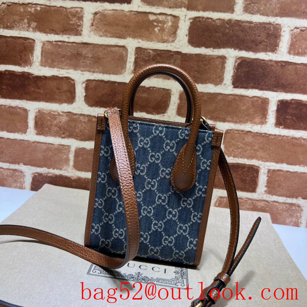 Gucci Mini Tote with Interlocking Double G cream shoulder denim bag