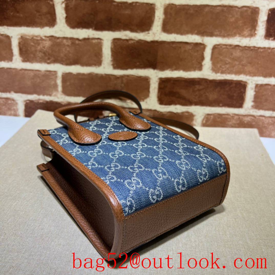 Gucci Mini Tote with Interlocking Double G cream shoulder denim bag