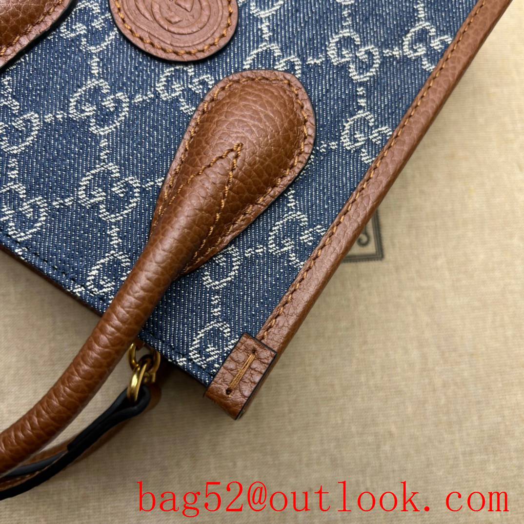 Gucci Mini Tote with Interlocking Double G cream shoulder denim bag