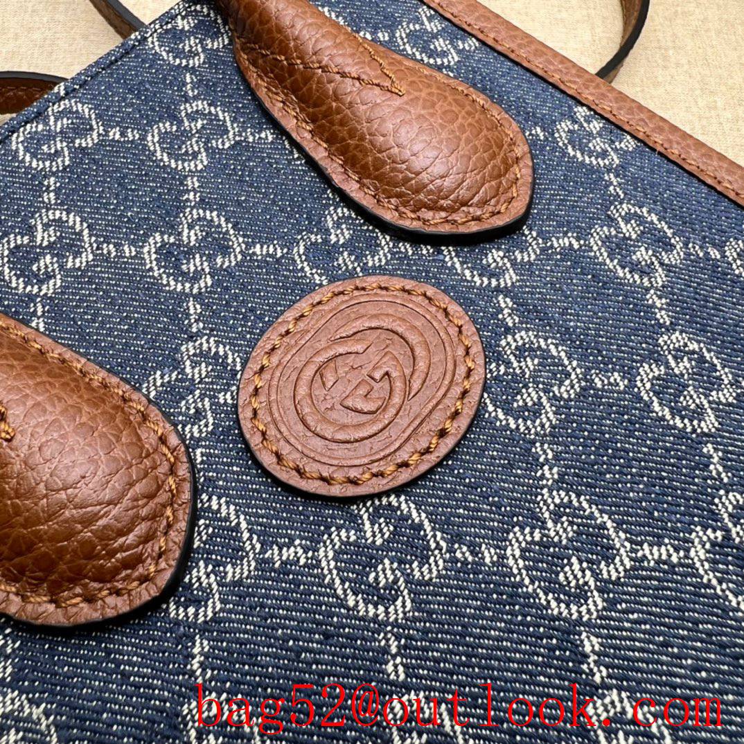 Gucci Mini Tote with Interlocking Double G cream shoulder denim bag