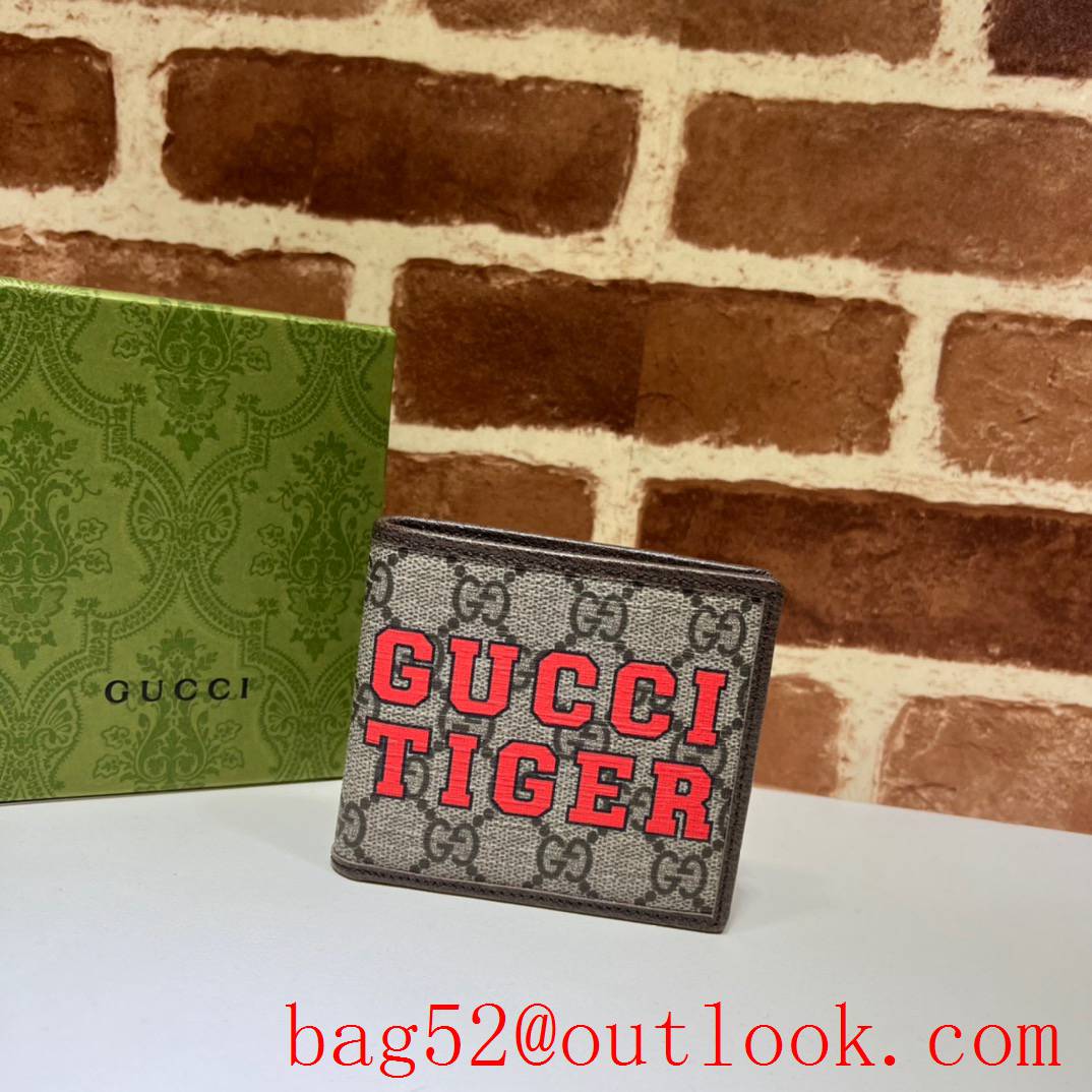 Gucci short red letters "GUCCI TIGER" Interlocking Double G Wallet