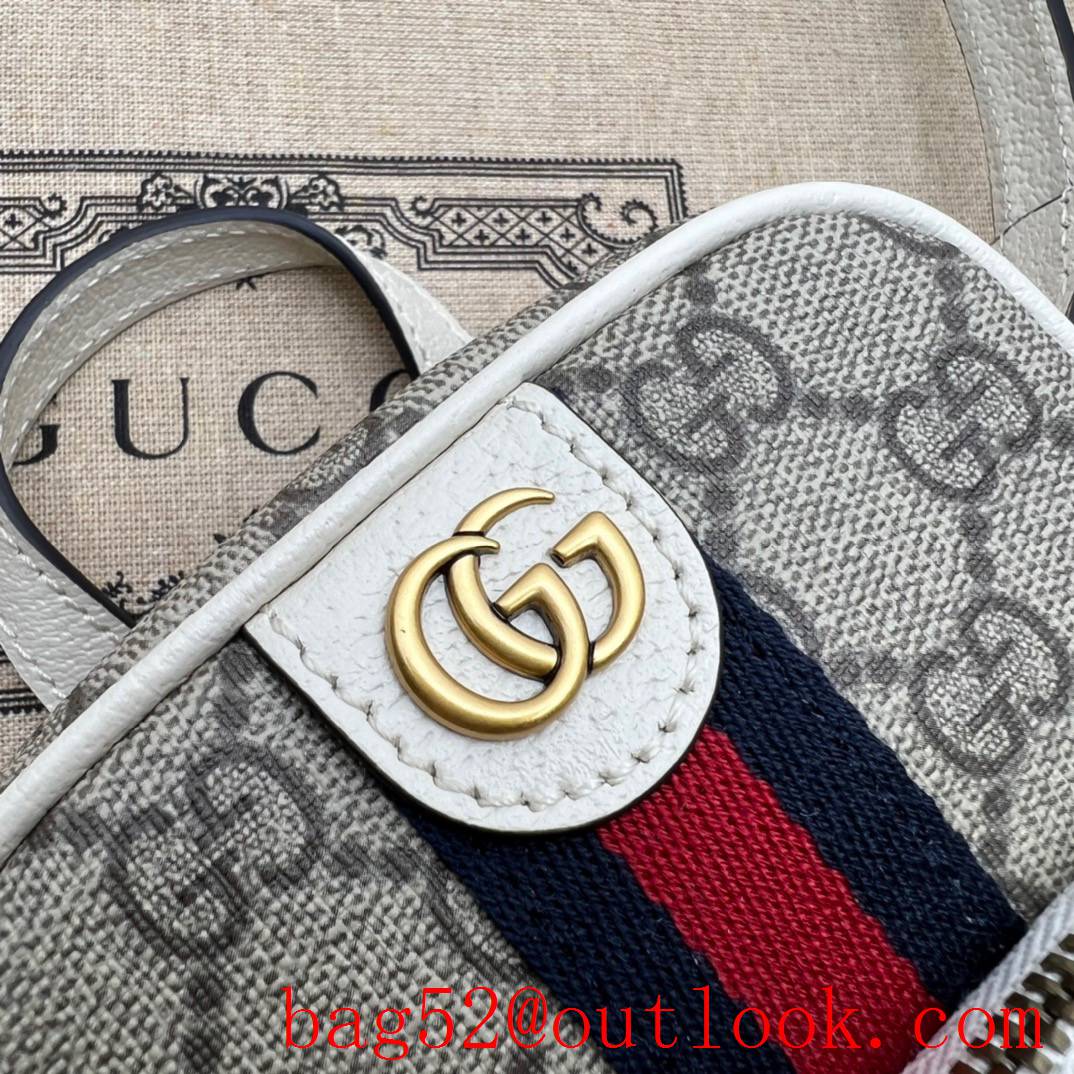 Gucci Ophidia Collection Mini white blue red stripes shoulder with front zipper pocket vertical bag