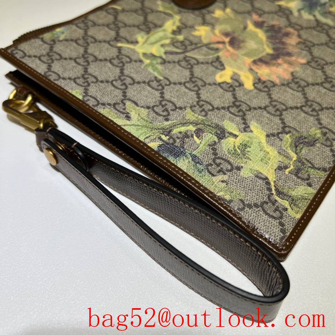 Gucci Interlocking Double G Clutch with flower brown handbag