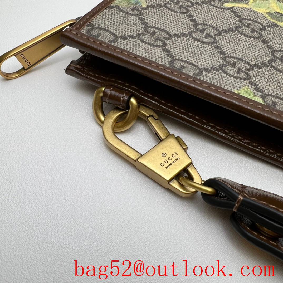 Gucci Interlocking Double G Clutch with flower brown handbag