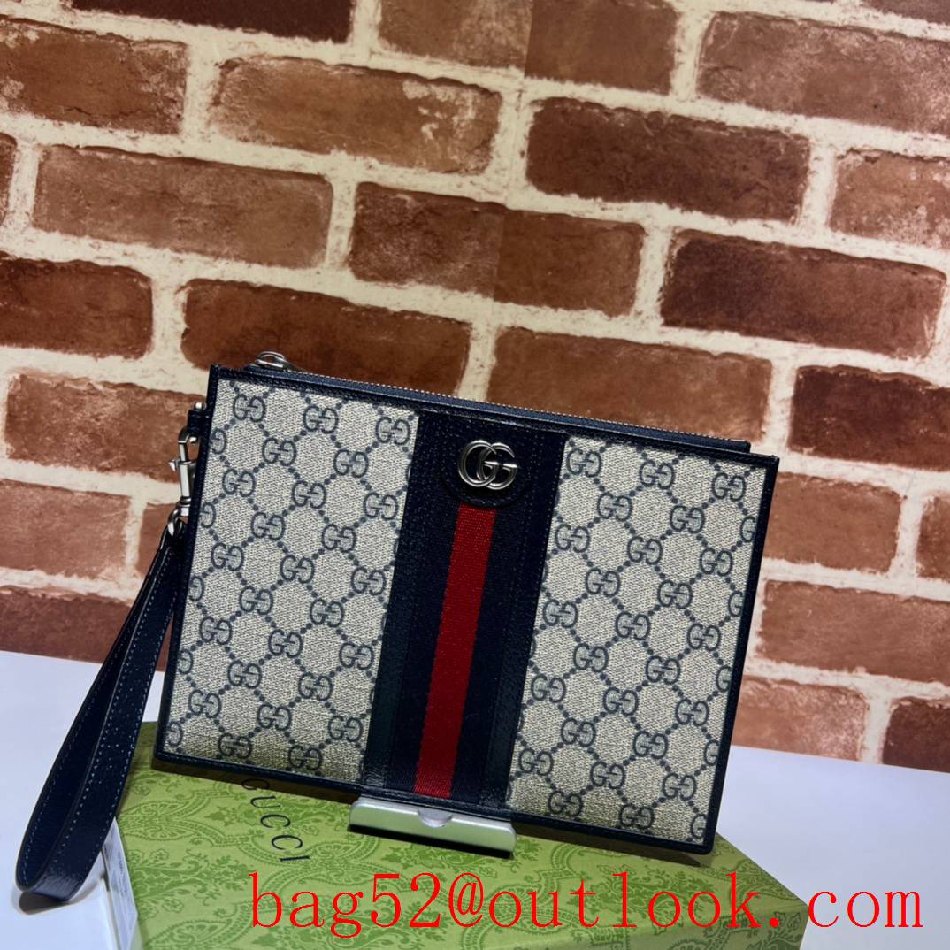 Gucci navy blue Ophidia Textured clutch handbag