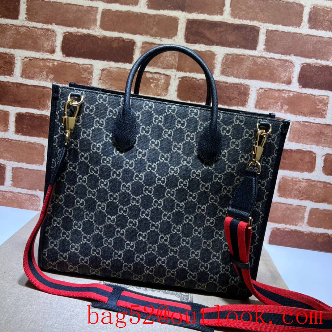 Gucci black with red strap Medium Interlocking G Tote Bag