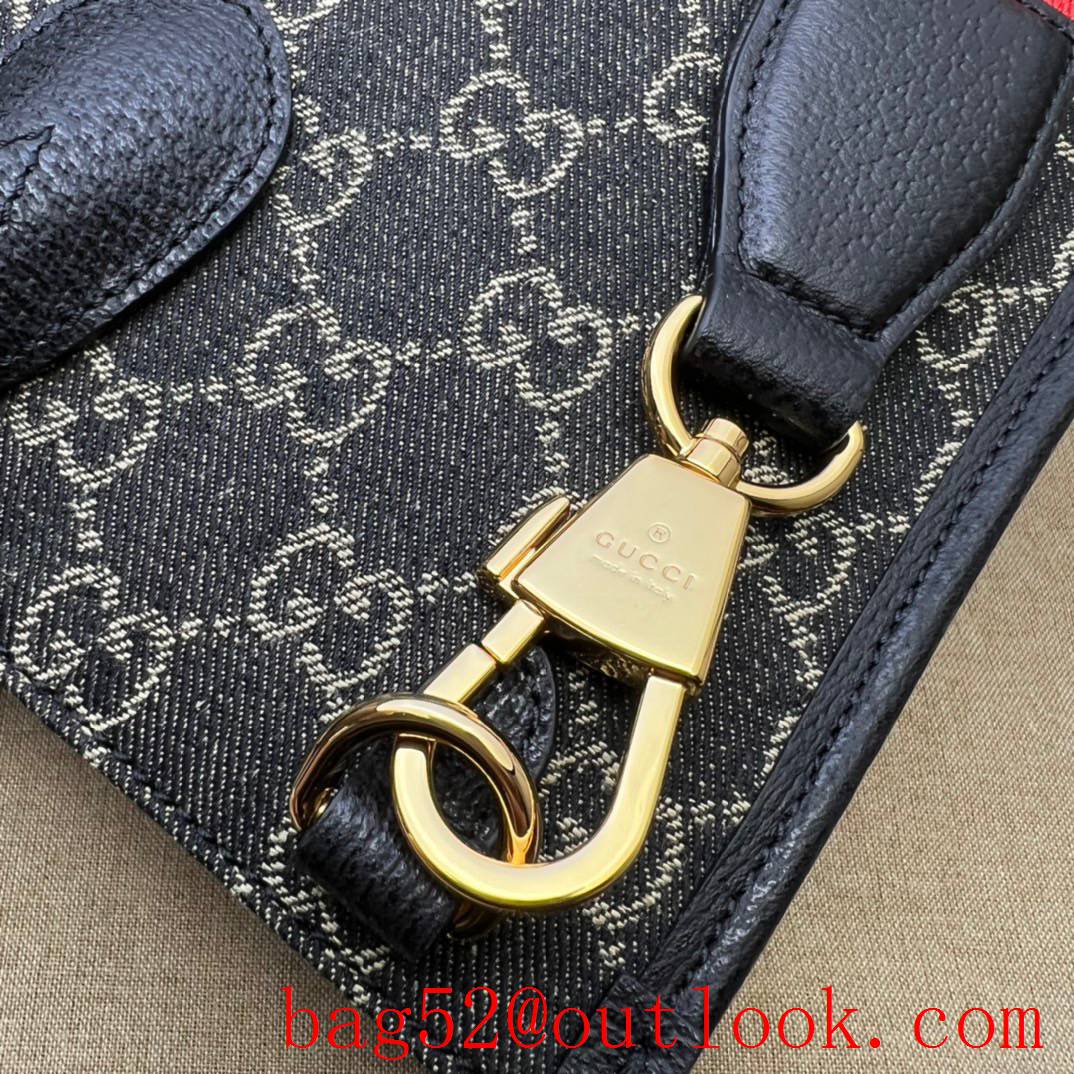 Gucci black Medium with Interlocking G Tote Bag with red strap