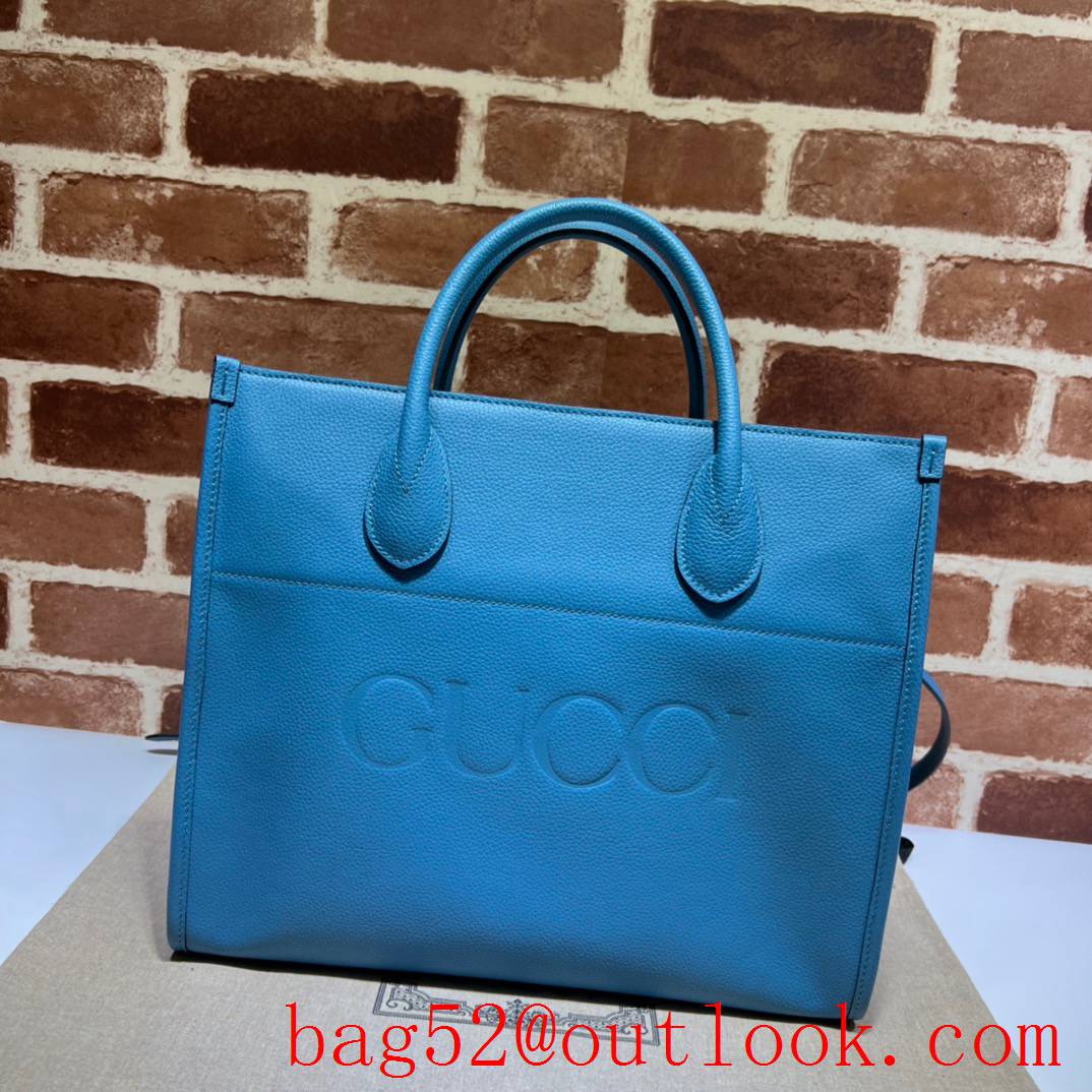 Gucci Small tote with brand logo blue men bag