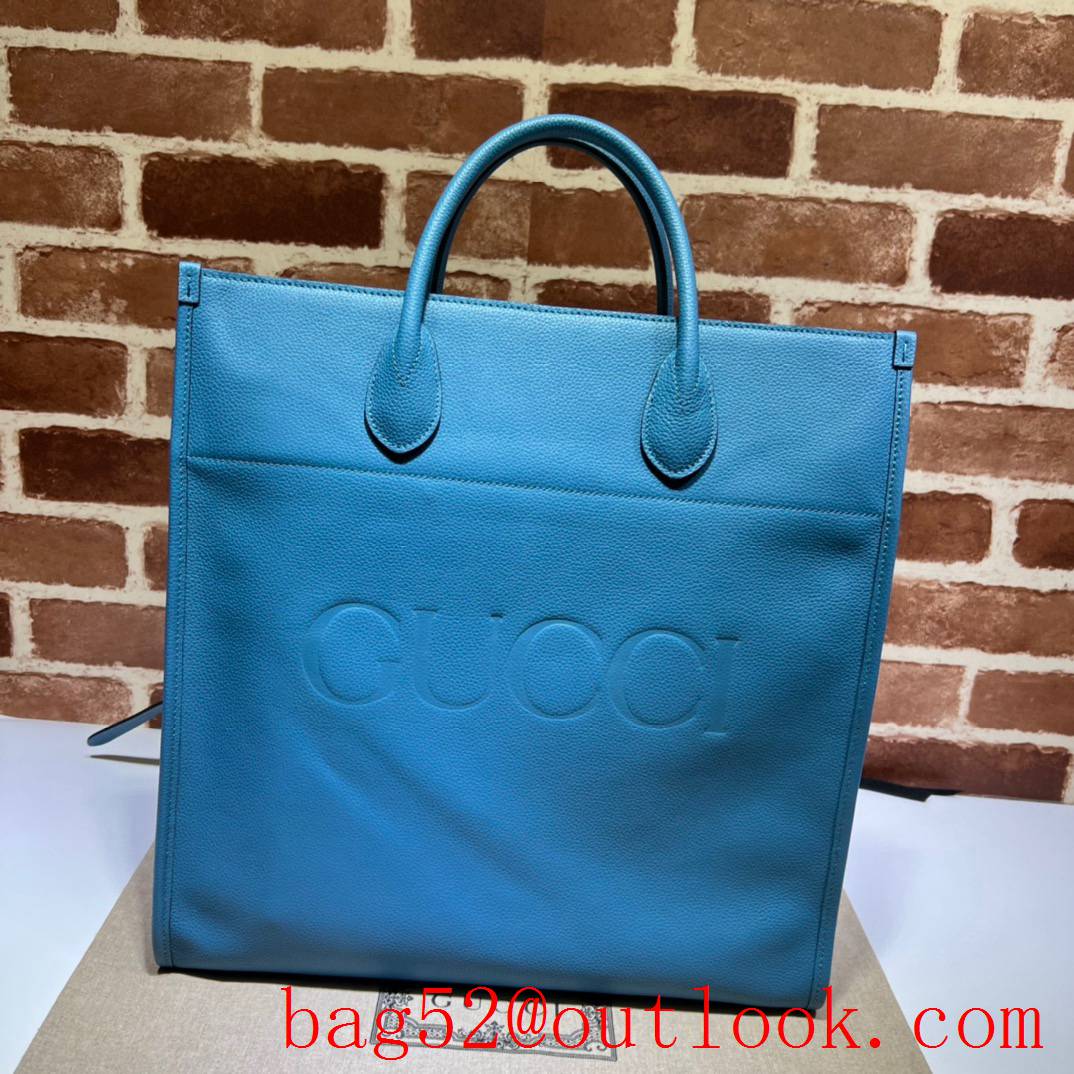 Gucci Large tote bag with brand sky blue logo men handbag