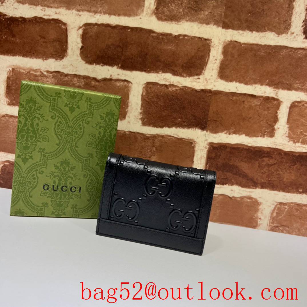 Gucci short black double G small metal logo wallet purse card holder