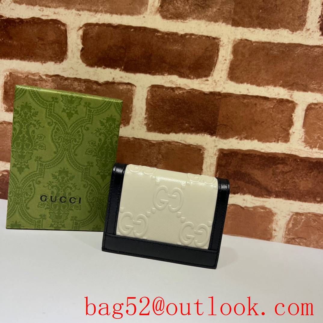 Gucci short white double G small metal logo wallet purse card holder