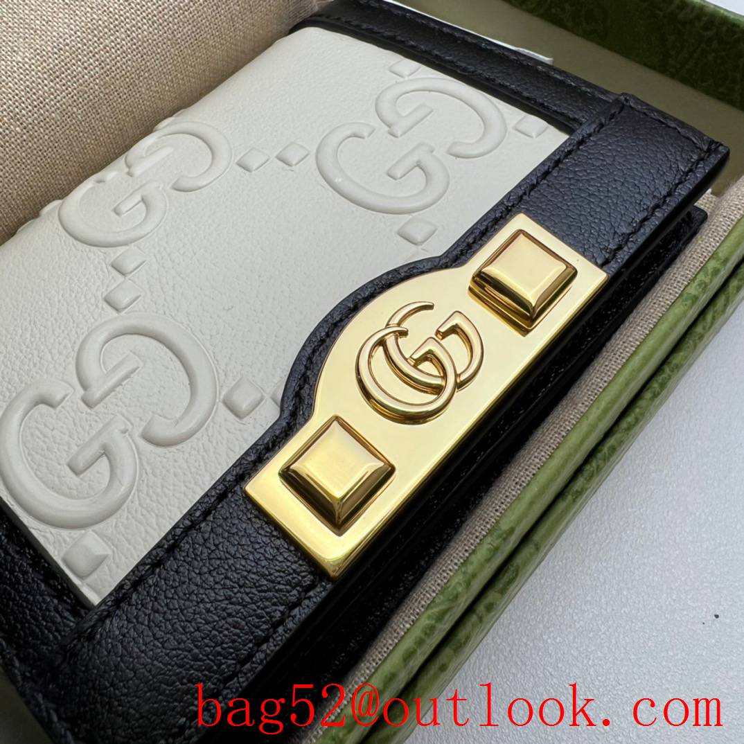 Gucci short white double G small metal logo wallet purse card holder